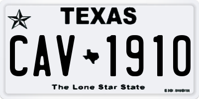 TX license plate CAV1910