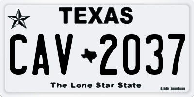 TX license plate CAV2037