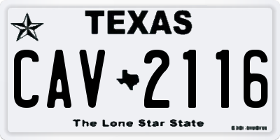 TX license plate CAV2116