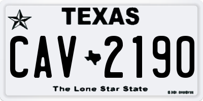 TX license plate CAV2190