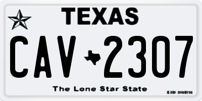 TX license plate CAV2307