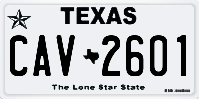 TX license plate CAV2601