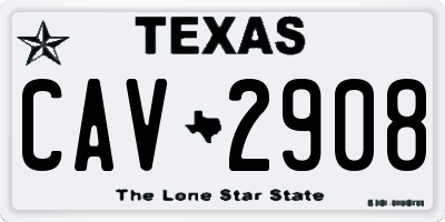 TX license plate CAV2908