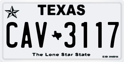 TX license plate CAV3117
