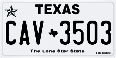 TX license plate CAV3503