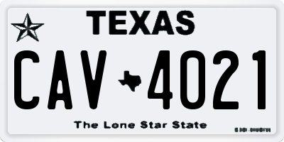 TX license plate CAV4021