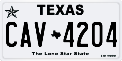 TX license plate CAV4204