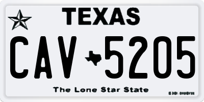 TX license plate CAV5205