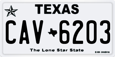 TX license plate CAV6203
