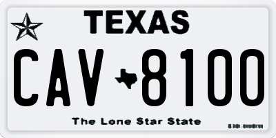 TX license plate CAV8100