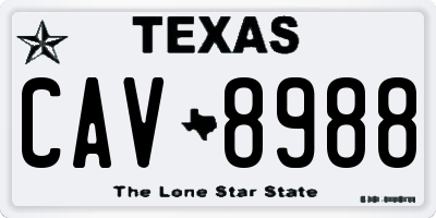 TX license plate CAV8988