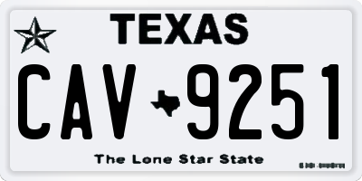 TX license plate CAV9251