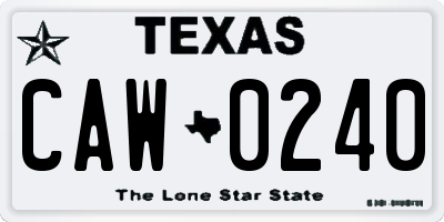 TX license plate CAW0240