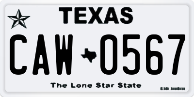 TX license plate CAW0567