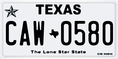 TX license plate CAW0580