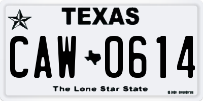 TX license plate CAW0614