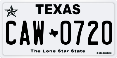 TX license plate CAW0720