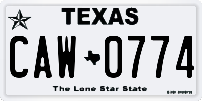 TX license plate CAW0774