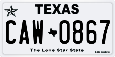 TX license plate CAW0867
