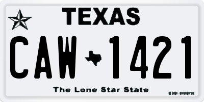 TX license plate CAW1421