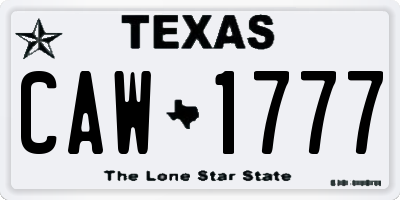 TX license plate CAW1777