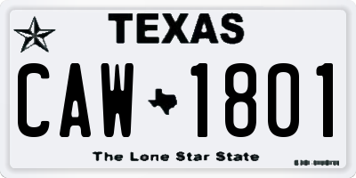 TX license plate CAW1801