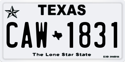 TX license plate CAW1831