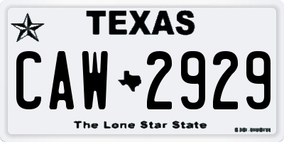 TX license plate CAW2929