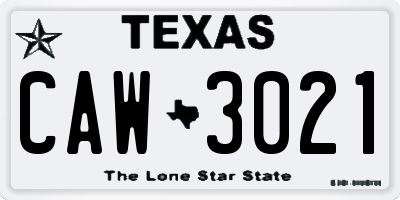 TX license plate CAW3021
