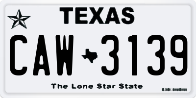 TX license plate CAW3139