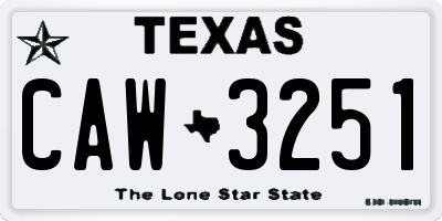 TX license plate CAW3251