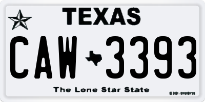 TX license plate CAW3393