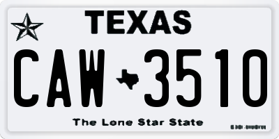 TX license plate CAW3510