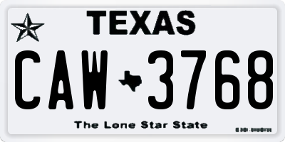 TX license plate CAW3768