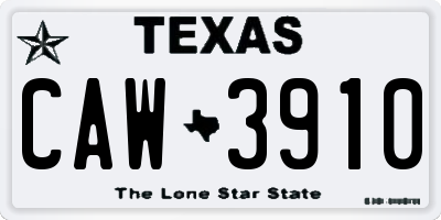 TX license plate CAW3910