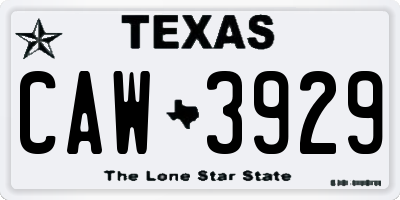 TX license plate CAW3929