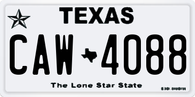 TX license plate CAW4088