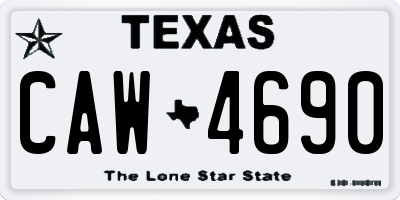 TX license plate CAW4690