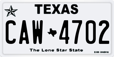 TX license plate CAW4702