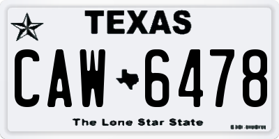 TX license plate CAW6478