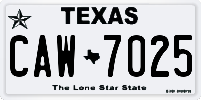TX license plate CAW7025