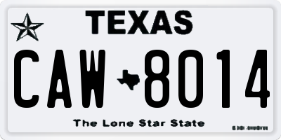 TX license plate CAW8014