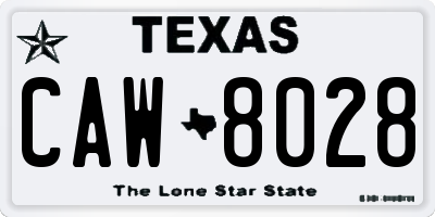 TX license plate CAW8028