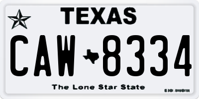 TX license plate CAW8334