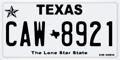 TX license plate CAW8921