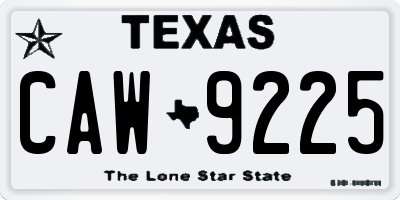 TX license plate CAW9225