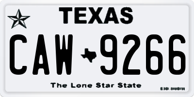 TX license plate CAW9266