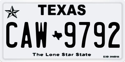 TX license plate CAW9792