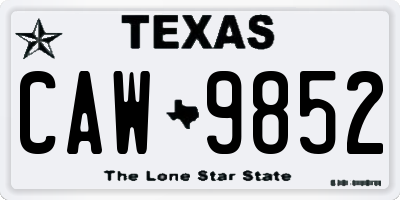 TX license plate CAW9852