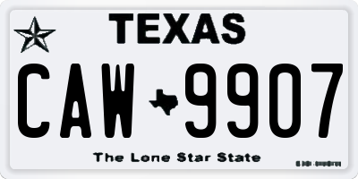 TX license plate CAW9907